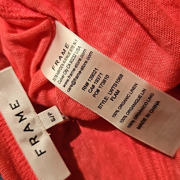 Frame Denim Easy True Organic Linen Knit Short Sleeve T-Shirt Tee Top Pink - Picture 3 of 3